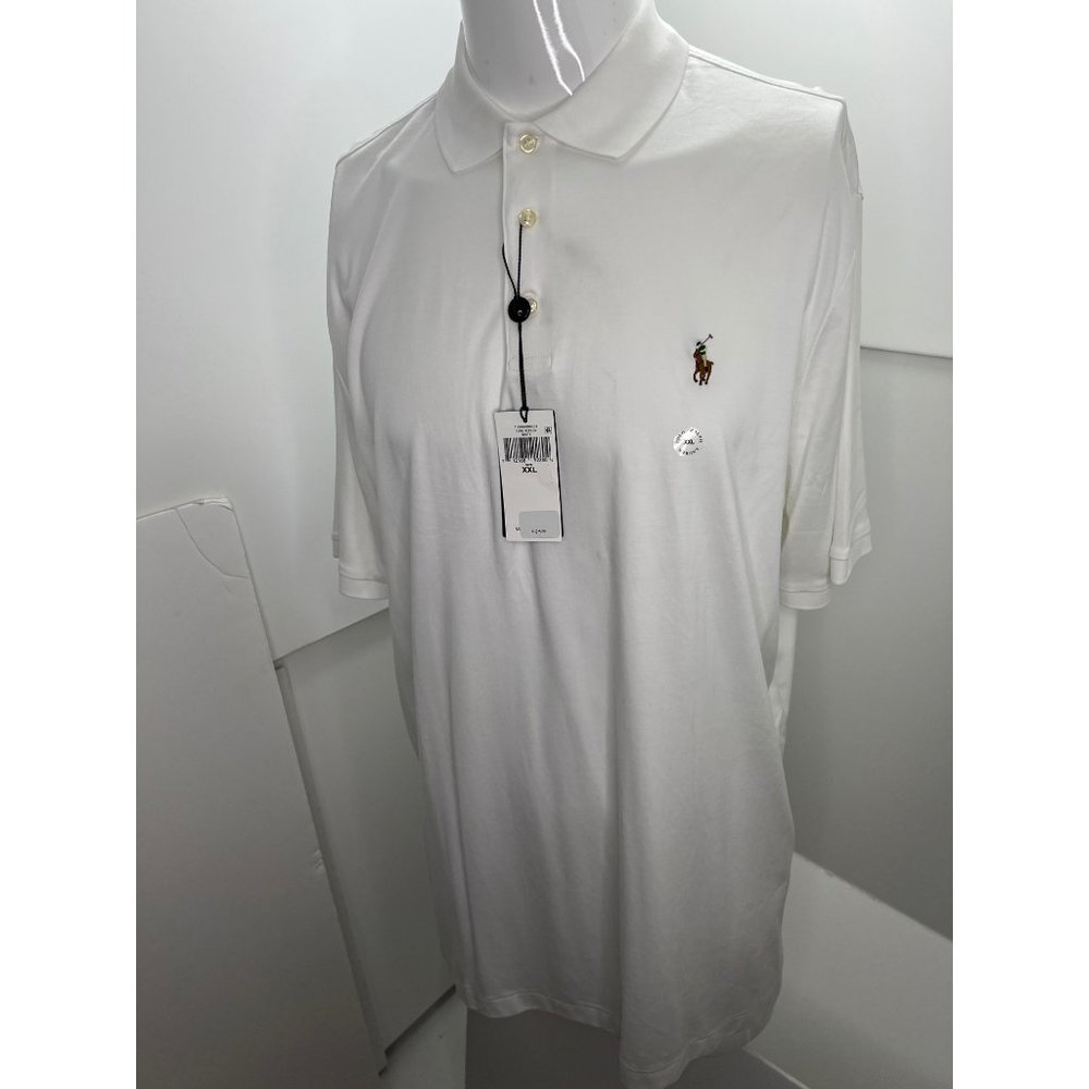 Polo Ralph Lauren Men Polo Shirt White Short Sleeve XXL 2XL New NWT**Defect**